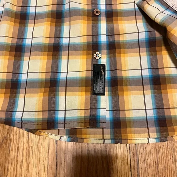 7 Diamonds Men's Blue and Yellow Plaid Casual Shirt Size S - Picture 2 of 8